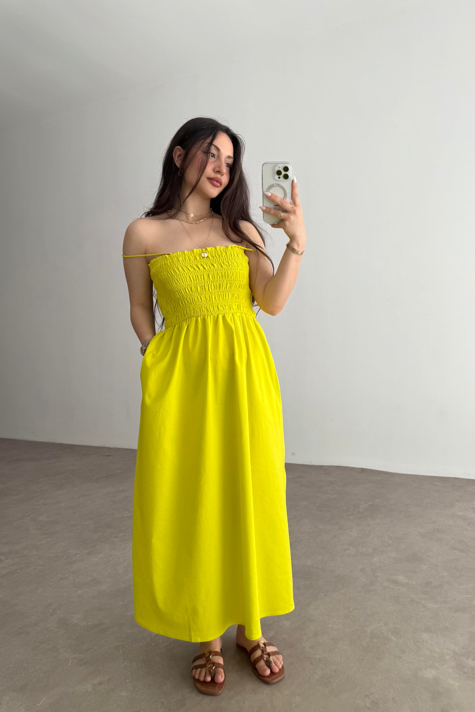 Zra Orj. Lime Elbise