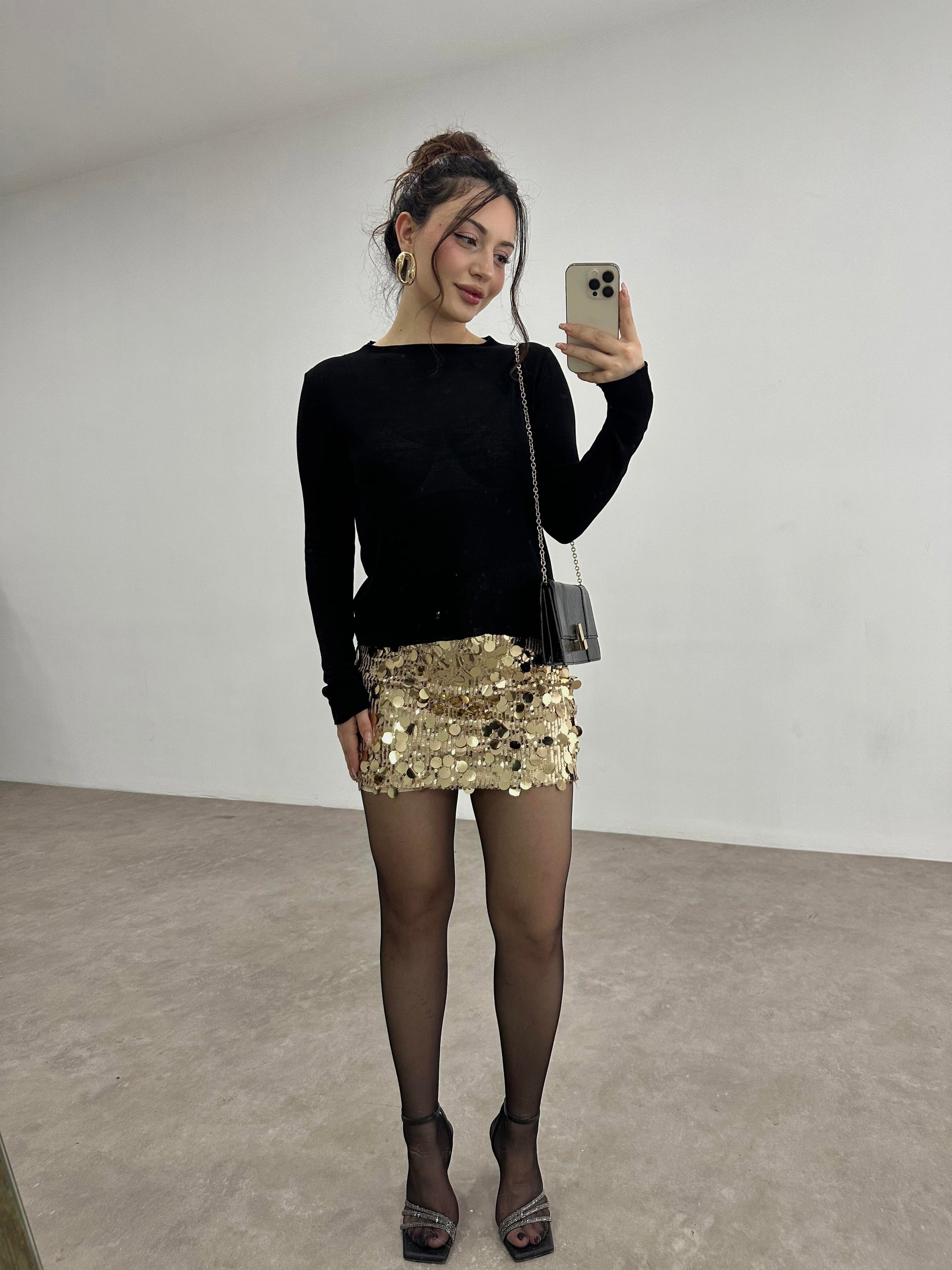 ZRA Orj. Pullu Etek Gold