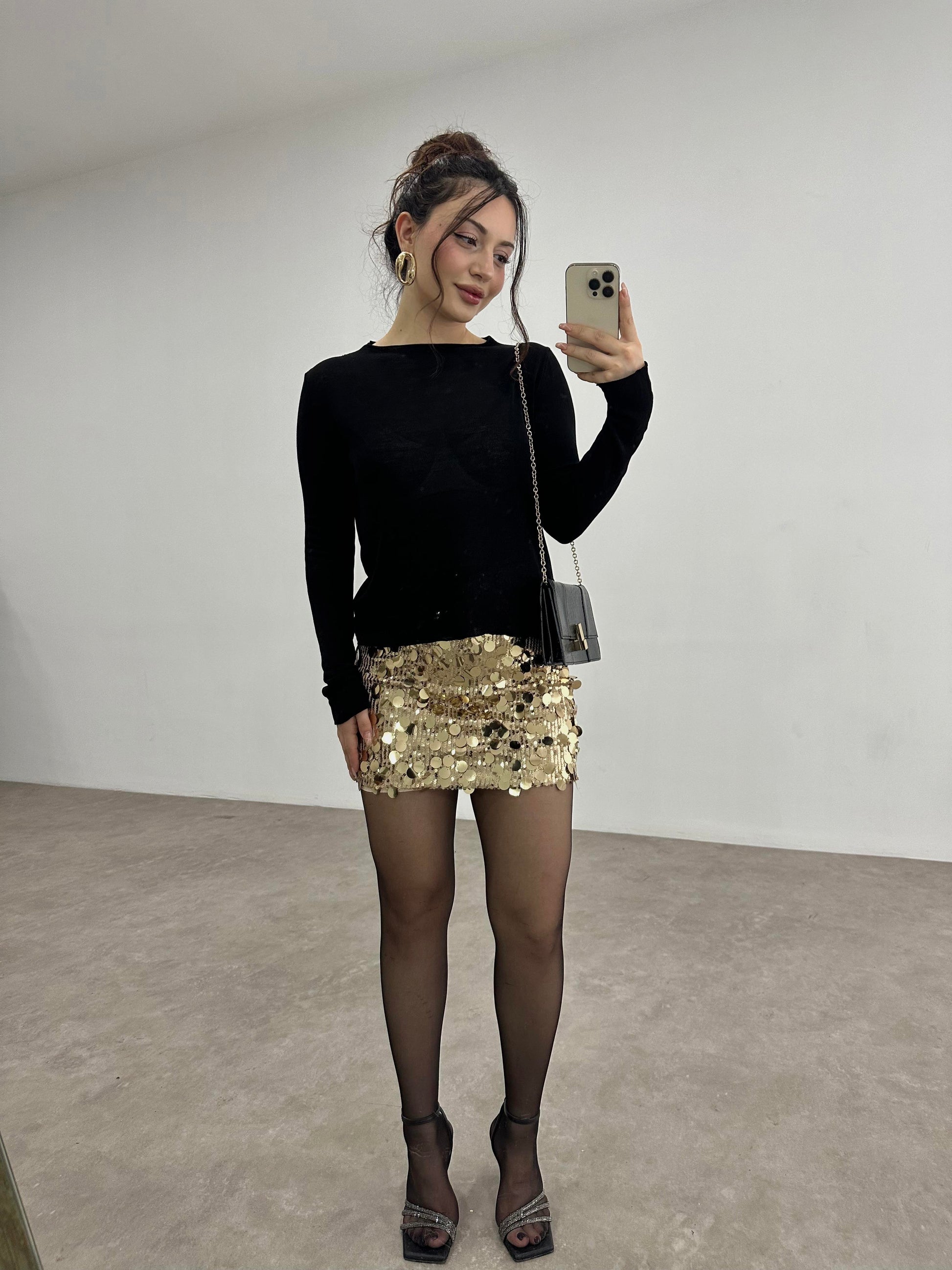 ZRA Orj. Pullu Etek Gold