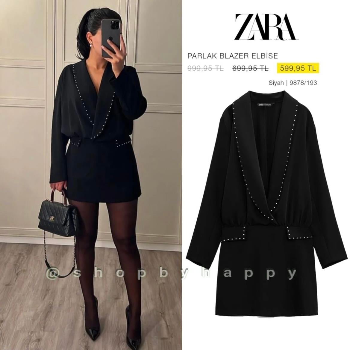 ZRA ORJ. Kruvaze Yaka Blazer Elbise