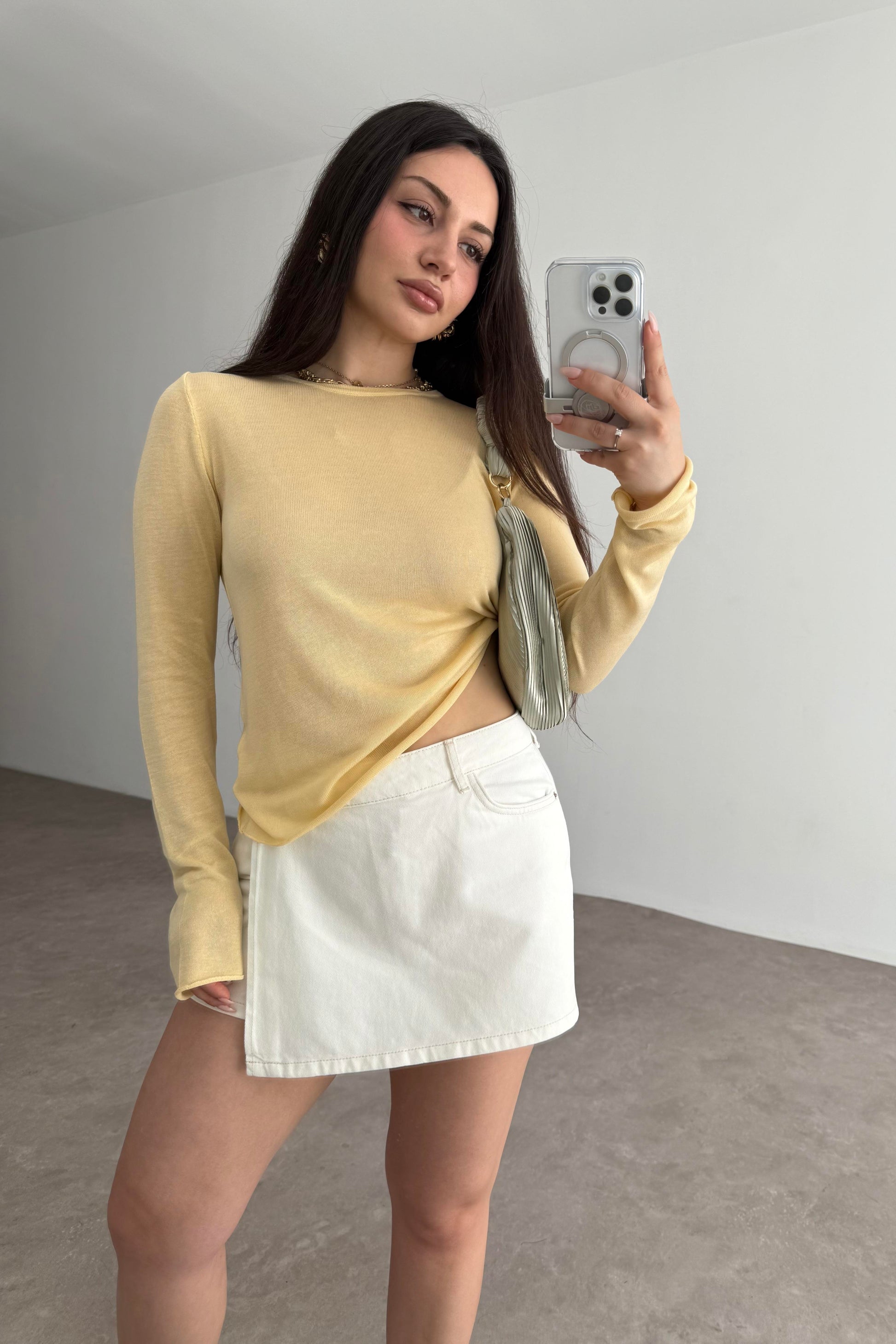 ZRA Orj. Ekru Denim Şort Etek