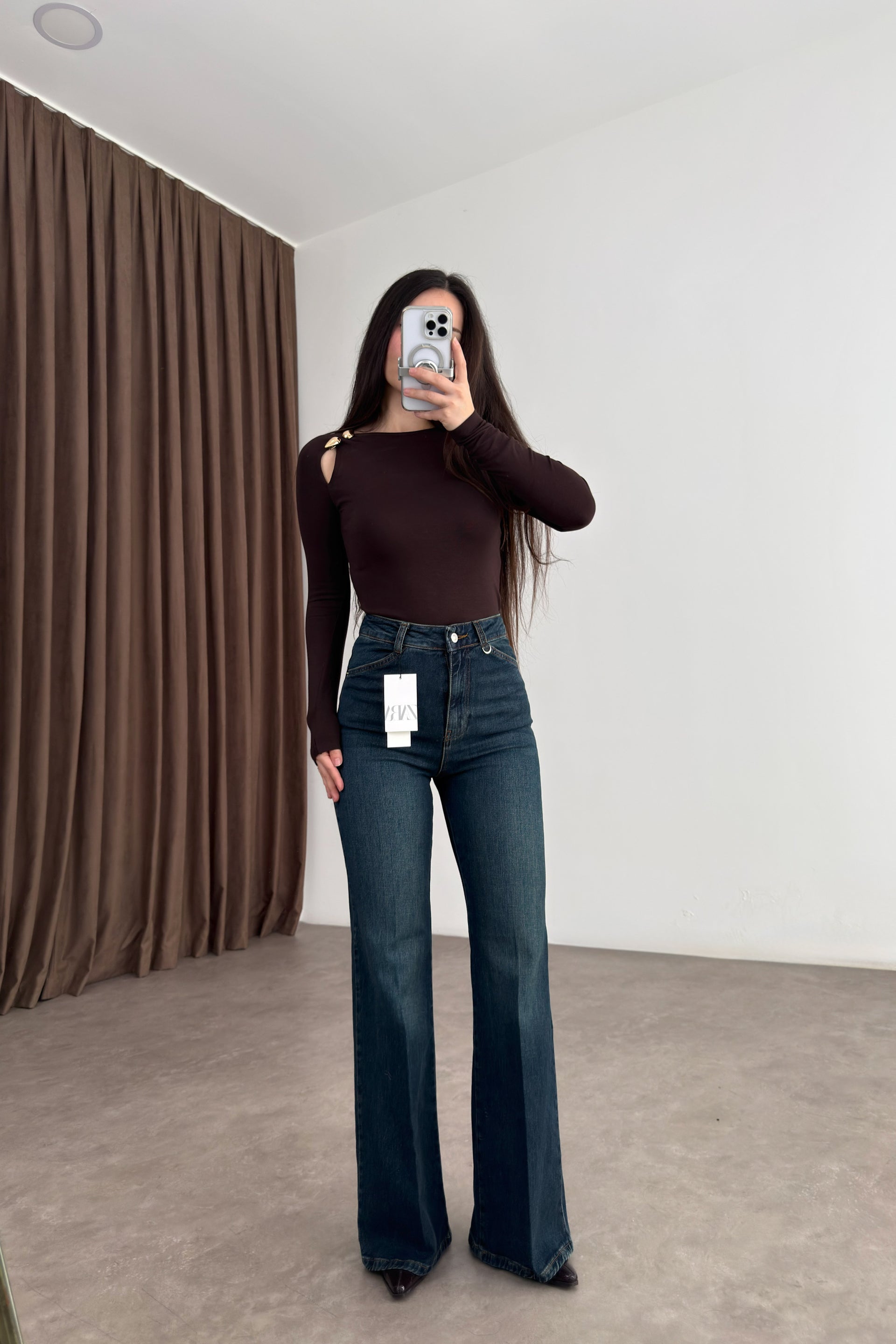 Zra Orj. Ütü Detaylı Flare Vintage Mavi Jean