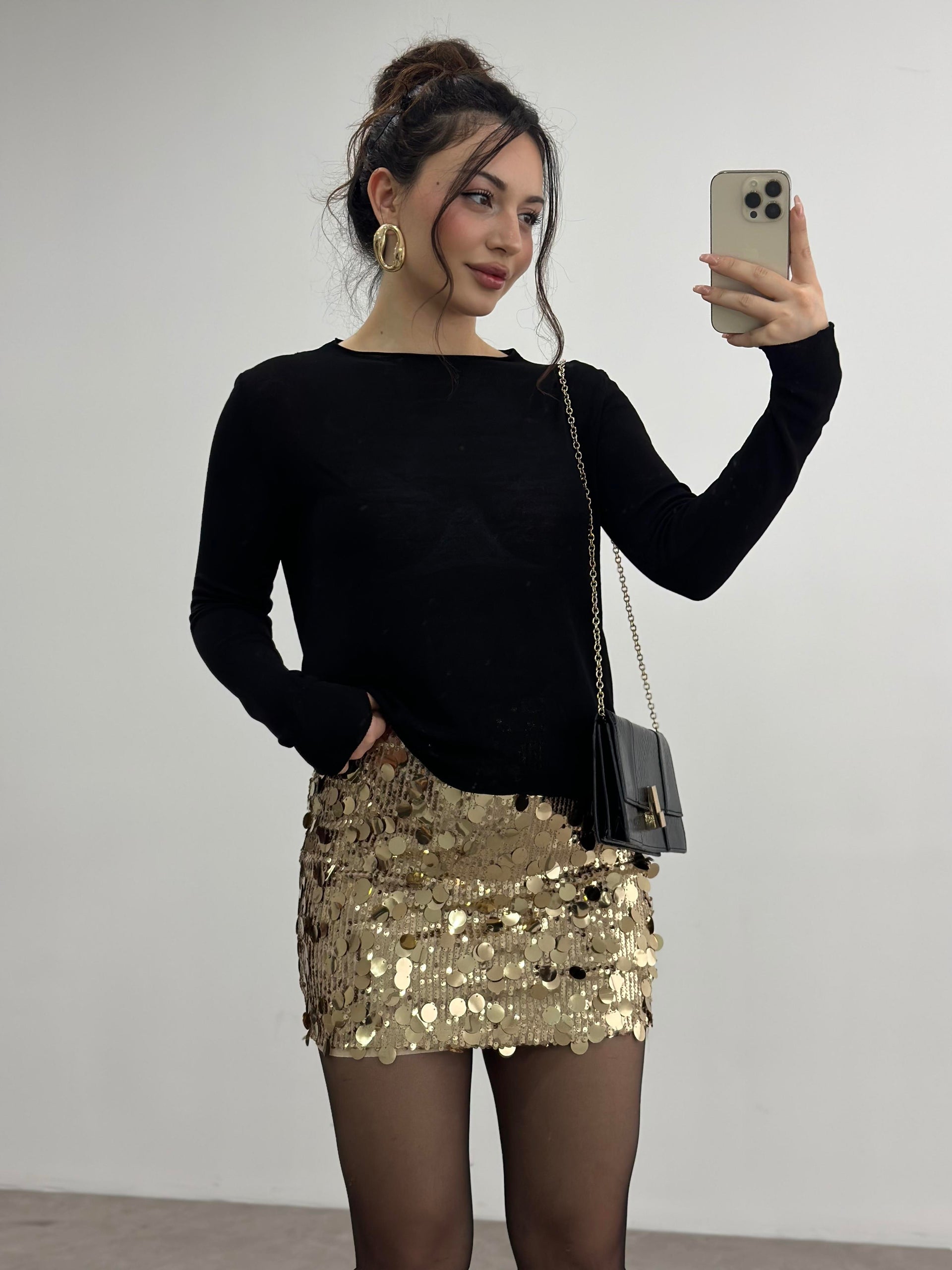 ZRA Orj. Pullu Etek Gold