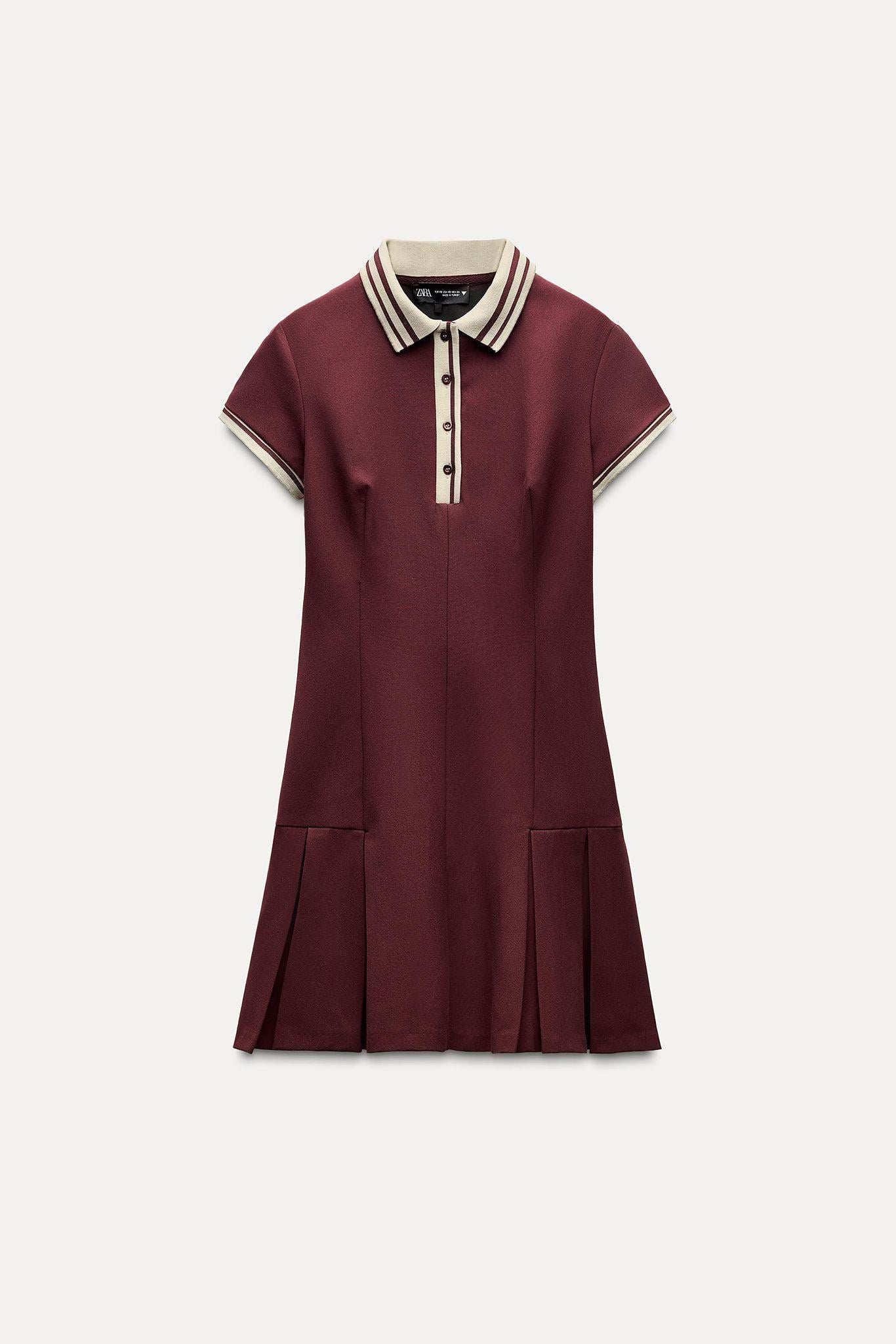 Zra Polo Yaka Bordo Elbise