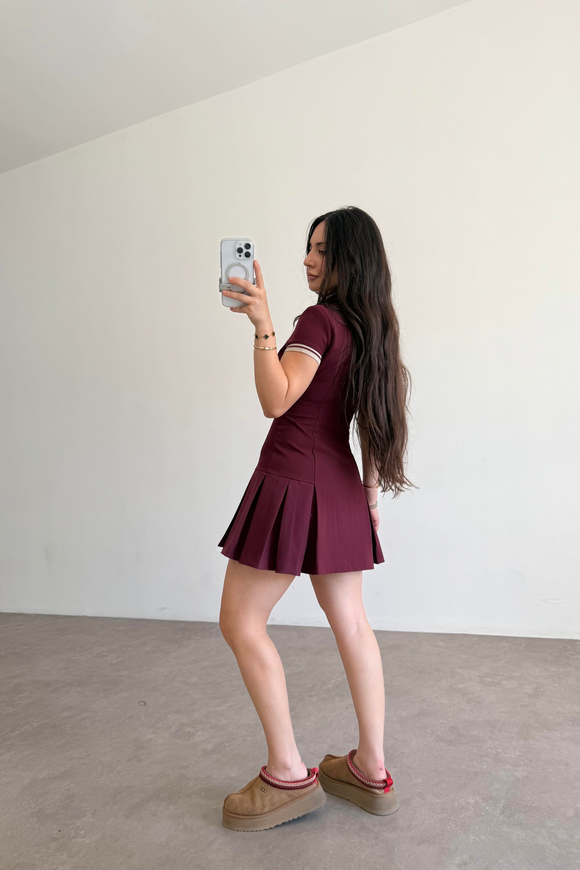 Zra Polo Yaka Bordo Elbise