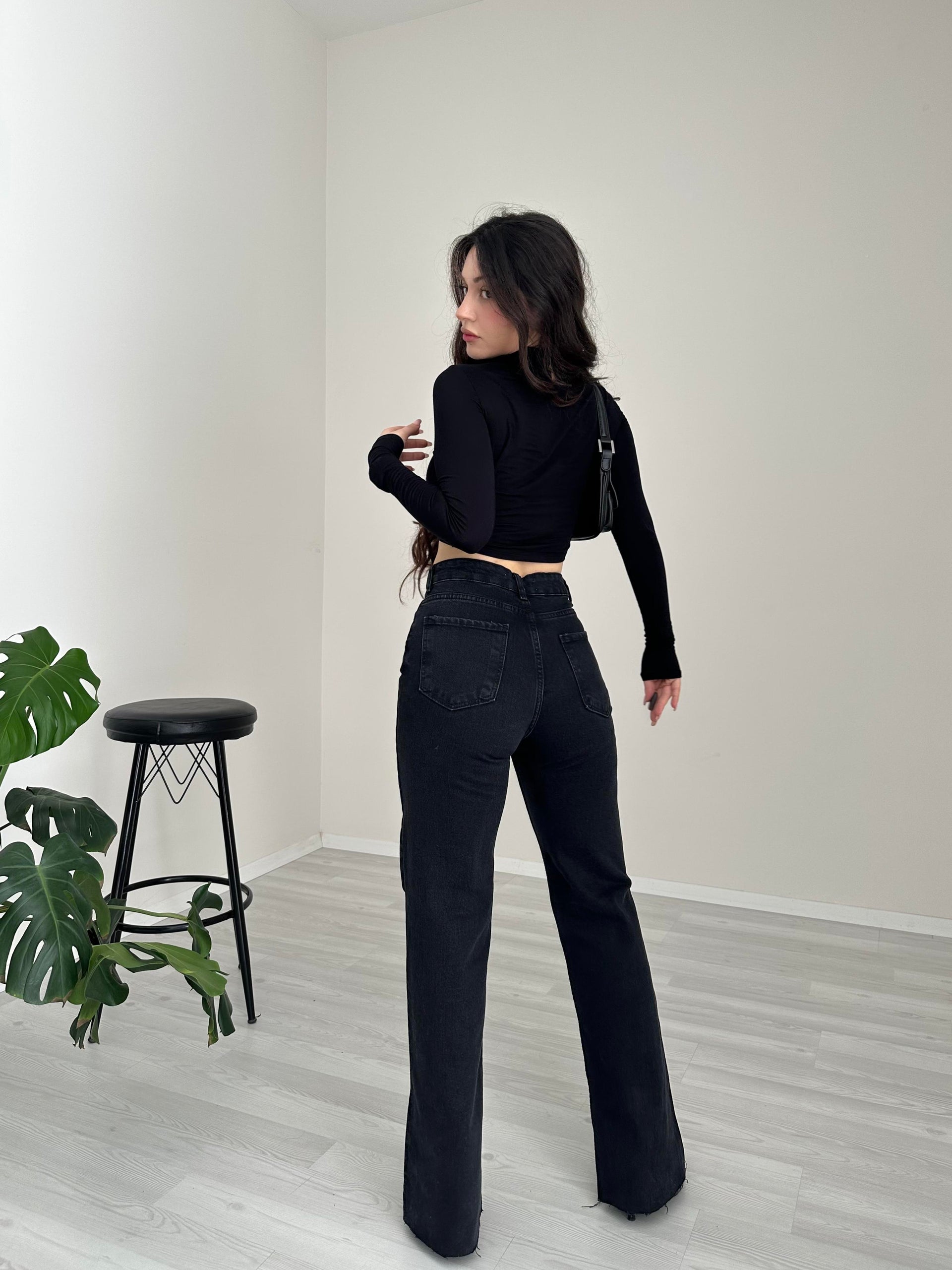ZRA Premium Straightleg Jean Kot  Siyah